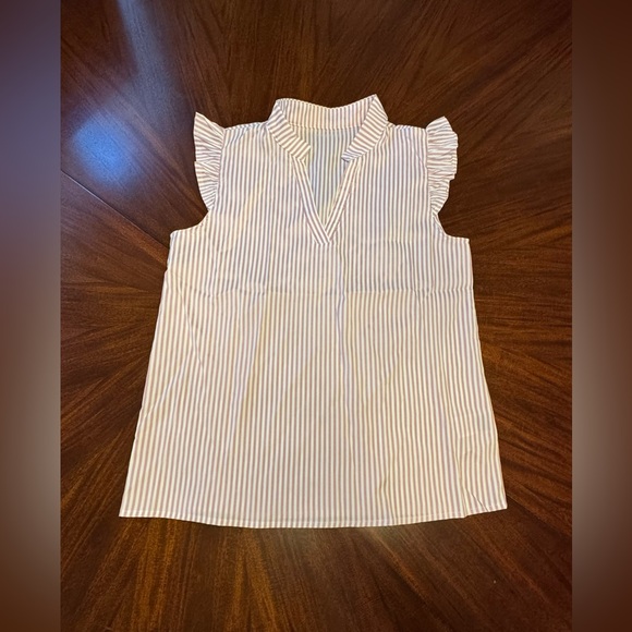 Pink Striped Ruffle Sleeve Top - Picture 5 of 5